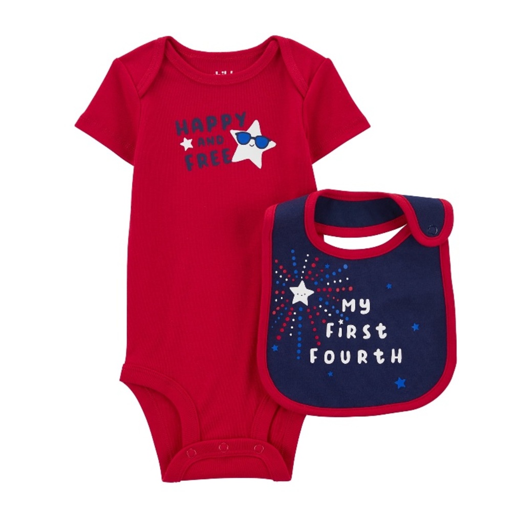 Carter Baby Happy and Free Onesie & Bib Set Size 0-3 Months NEW